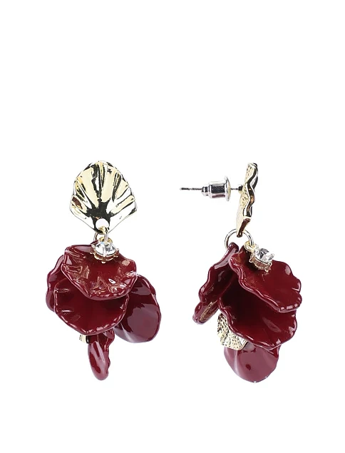 Сережки підвіски з червоною квіткою - фото 1 - Miraton
