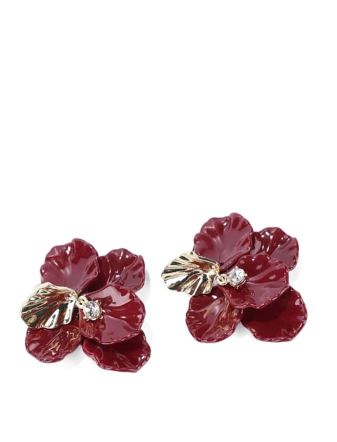 Сережки підвіски з червоною квіткою - фото 2 - Miraton