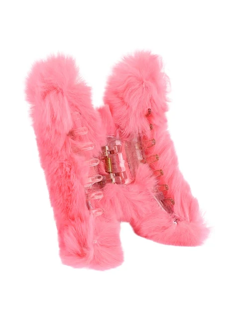 Заколка-краб MIRATON розовая с мехом - фото 3 - Miraton