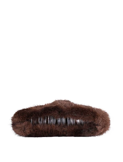 Заколка-краб MIRATON коричневая с мехом - фото 2 - Miraton