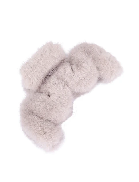 Заколка-краб MIRATON серая с мехом - фото 2 - Miraton