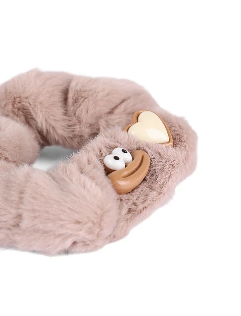 Резинка MIRATON из меха розовая с аппликацией - фото 2 - Miraton