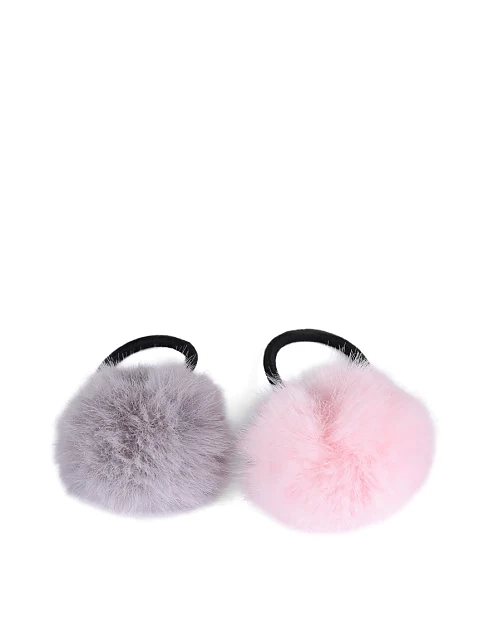 Комплект из 2 резинок MIRATON с меховым помпоном разноцветные - фото 2 - Miraton