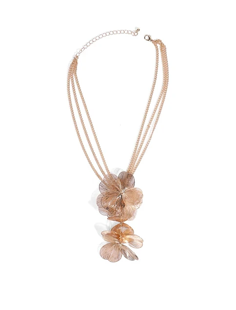 Ожерелье MIRATON с подвеской цветок золотое - фото 1 - Miraton