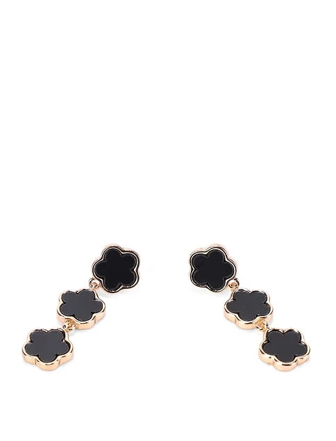 Сережки підвіски чорний конюшина - фото 2 - Miraton