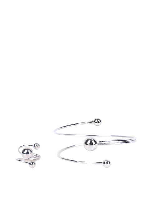 Комплект з каблучки та браслета MIRATON сріблястий - фото 1 - Miraton