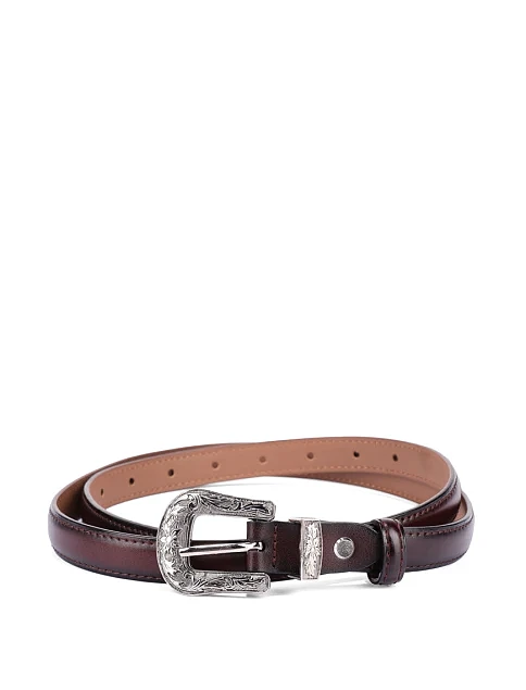 Ремінь шкіряний бордовий - фото 1 - Miraton