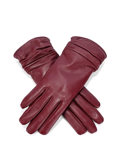 Рукавички шкіряні бордові - фото 2 - Miraton