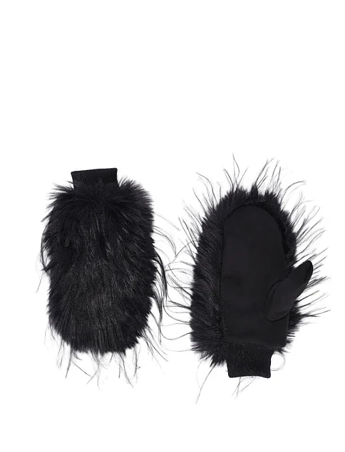 Перчатки из искусственного меха черные - фото 1 - Miraton