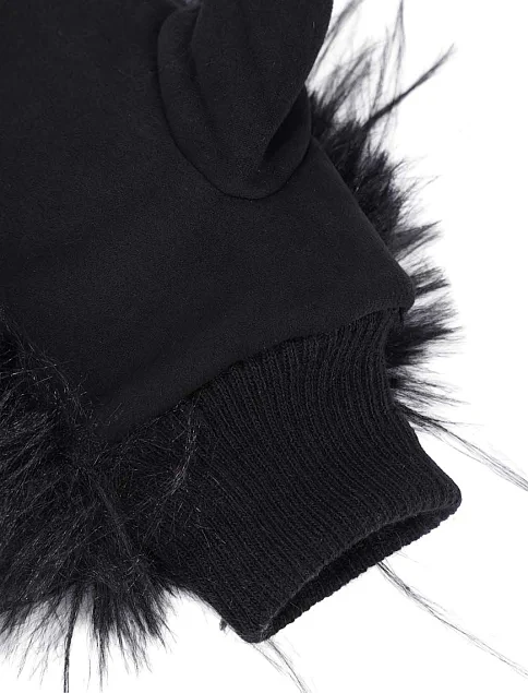 Перчатки из искусственного меха черные - фото 2 - Miraton