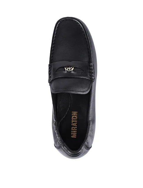 Женские мокасины MIRATON кожаные черные - фото 2 - Miraton