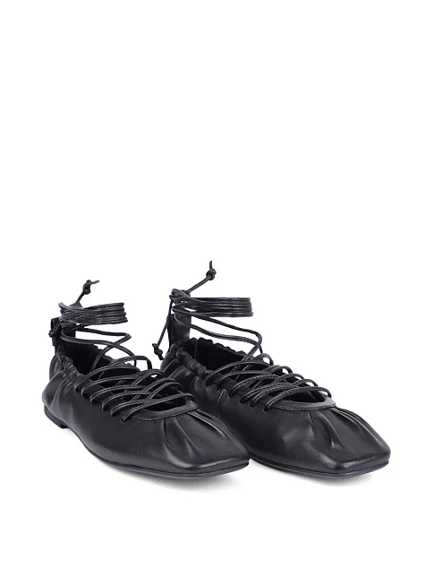 Женские балетки MIRATON кожаные черные - фото 3 - Miraton