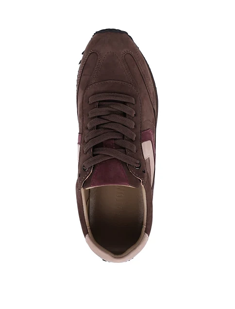 Женские кроссовки MIRATON из нубука коричневые - фото 2 - Miraton