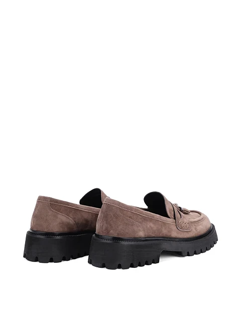 Женские туфли лоферы MIRATON велюровые бежевые - фото 4 - Miraton