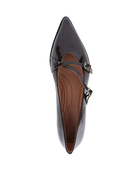 Женские балетки MIRATON лаковые коричневые - фото 2 - Miraton