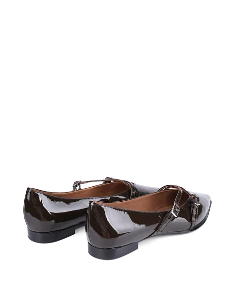 Женские балетки MIRATON лаковые коричневые - фото 4 - Miraton