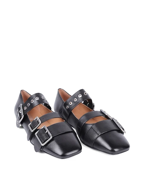 Женские балетки MIRATON кожаные черные - фото 3 - Miraton