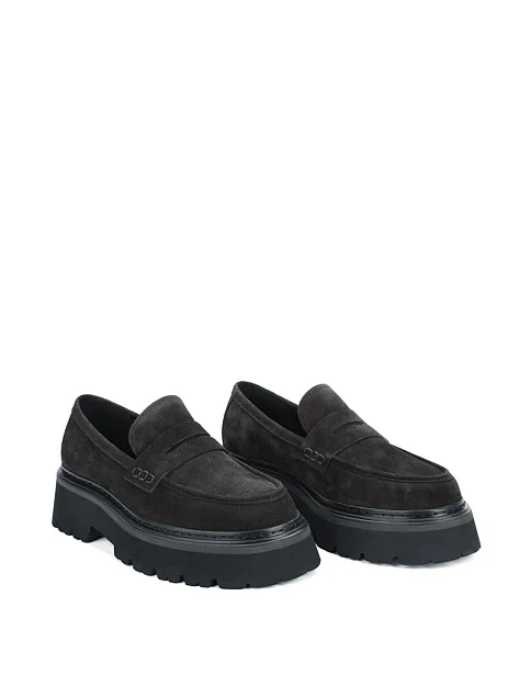 Женские туфли лоферы MIRATON велюровые серые - фото 3 - Miraton