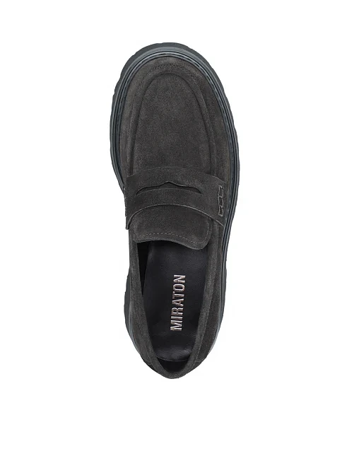 Женские туфли лоферы MIRATON велюровые серые - фото 5 - Miraton