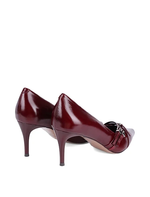Женские туфли MIRATON из масляной кожи бордовые - фото 4 - Miraton