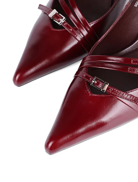 Женские туфли MIRATON из масляной кожи бордовые - фото 5 - Miraton