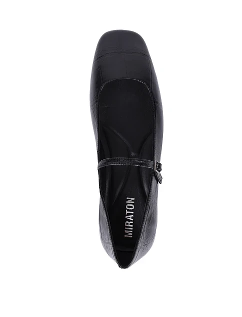 Женские балетки MIRATON кожаные черные - фото 2 - Miraton