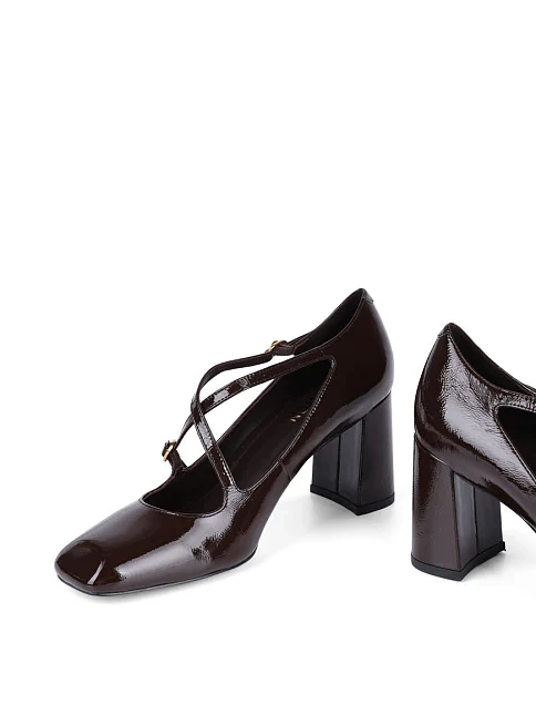 Женские туфли MIRATON из наплака коричневые - фото 2 - Miraton