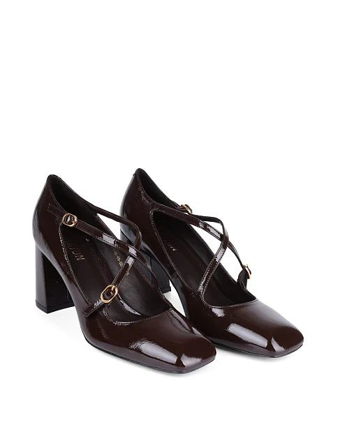 Женские туфли MIRATON из наплака коричневые - фото 3 - Miraton