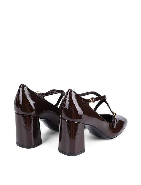 Женские туфли MIRATON из наплака коричневые - фото 4 - Miraton