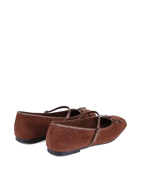 Женские балетки MIRATON велюровые коричневые - фото 4 - Miraton