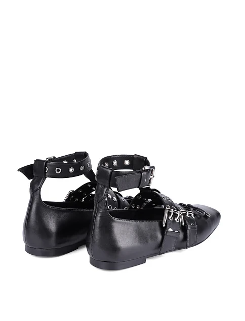 Женские балетки MIRATON кожаные черные - фото 4 - Miraton