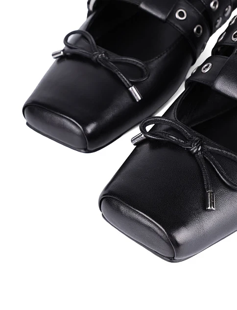 Женские балетки MIRATON кожаные черные - фото 5 - Miraton