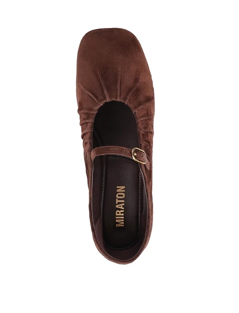 Женские балетки MIRATON велюровые коричневые - фото 2 - Miraton