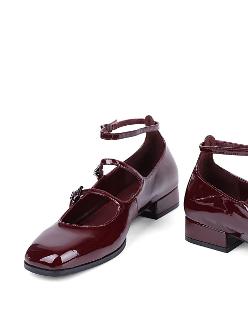 Женские туфли MIRATON из наплака бордовые - фото 2 - Miraton