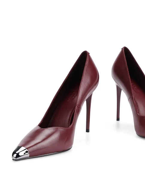 Женские туфли лодочки MIRATON кожаные бордовые - фото 2 - Miraton