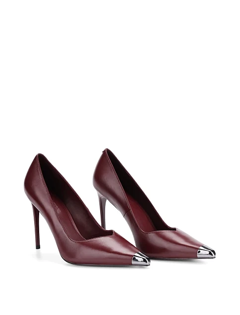 Женские туфли лодочки MIRATON кожаные бордовые - фото 3 - Miraton