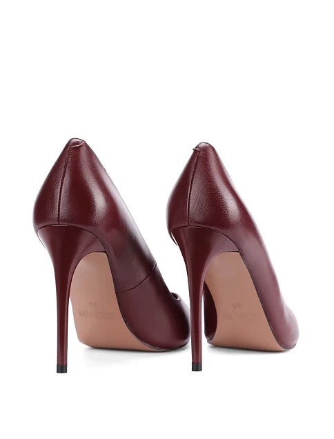 Женские туфли лодочки MIRATON кожаные бордовые - фото 4 - Miraton