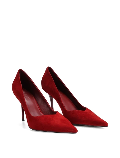 Женские туфли лодочки MIRATON велюровые красные - фото 3 - Miraton