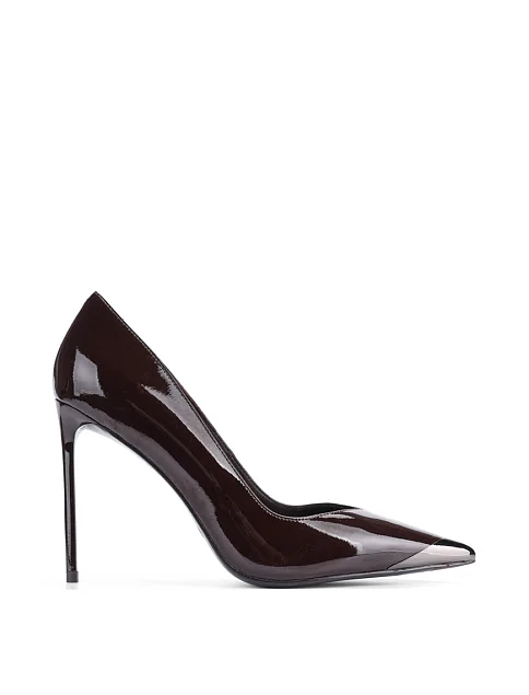 Женские туфли лодочки MIRATON лаковые коричневые - фото 1 - Miraton