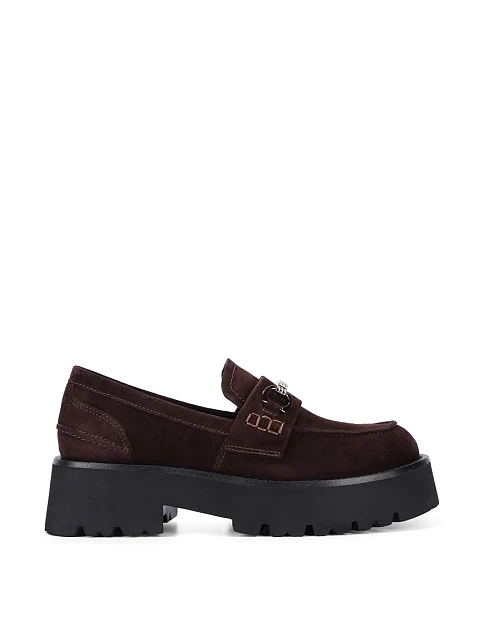 Женские туфли лоферы MIRATON велюровые коричневые - фото 1 - Miraton