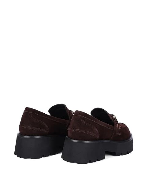 Женские туфли лоферы MIRATON велюровые коричневые - фото 4 - Miraton