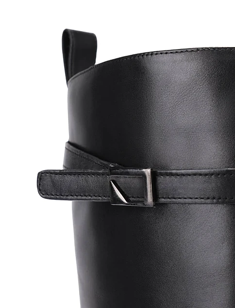 Женские сапоги кожаные черные - фото 3 - Miraton