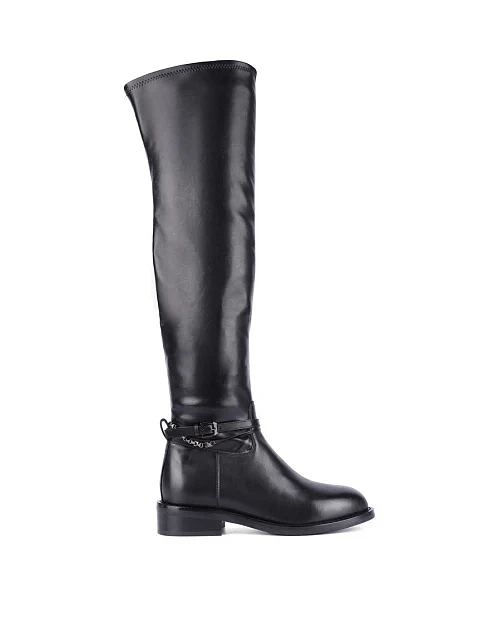 Женские ботфорты MIRATON кожаные черные - фото 1 - Miraton