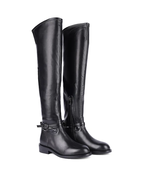 Женские ботфорты MIRATON кожаные черные - фото 3 - Miraton