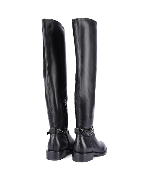 Женские ботфорты MIRATON кожаные черные - фото 4 - Miraton