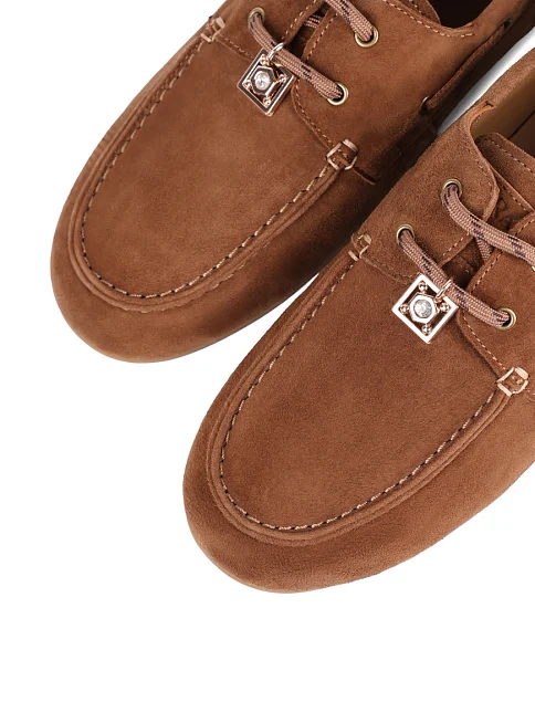 Женские мокасины MIRATON велюровые бежевые - фото 5 - Miraton