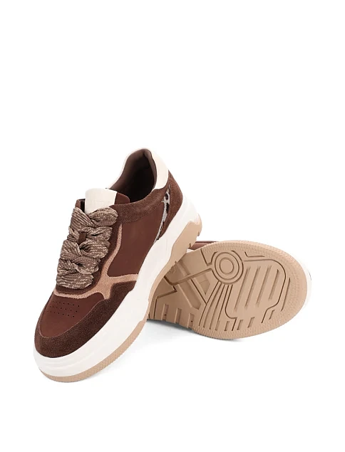 Женские кеды MIRATON из нубука коричневые - фото 2 - Miraton