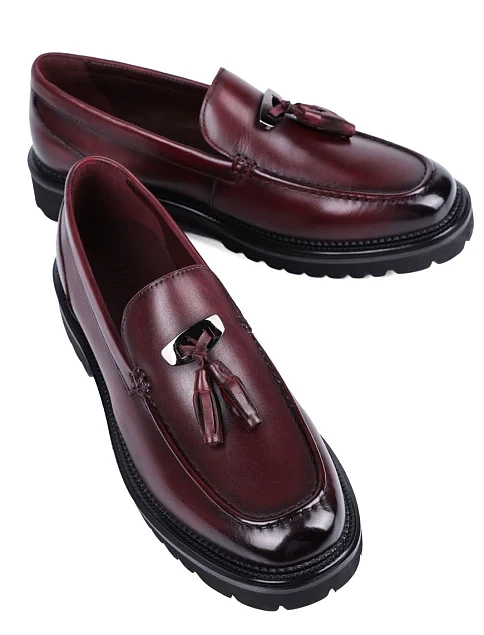 Женские туфли MIRATON кожаные бордовые - фото 5 - Miraton