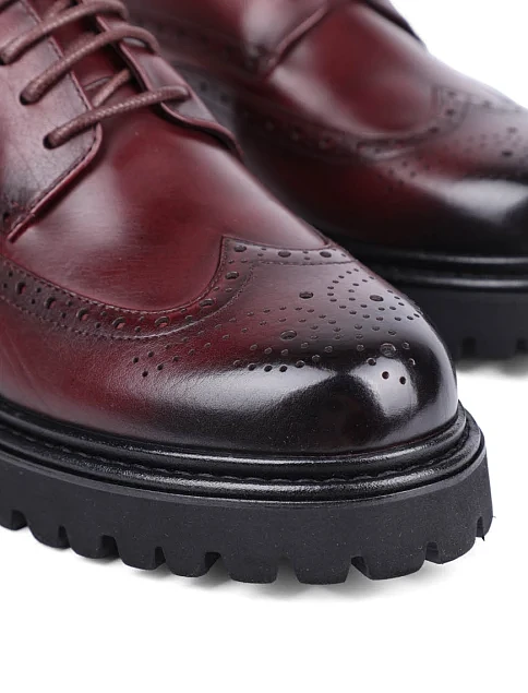 Женские туфли MIRATON кожаные бордовые - фото 5 - Miraton