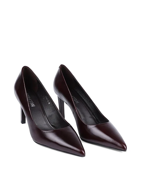 Женские туфли MIRATON из масляной кожи бордовые - фото 3 - Miraton
